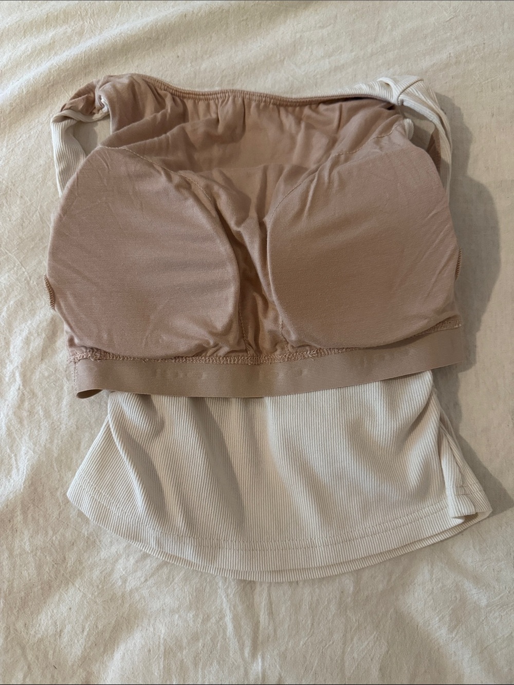 OGL Cream Ribbed Elastic Open Back Bra Tank - Picture 4 of 7